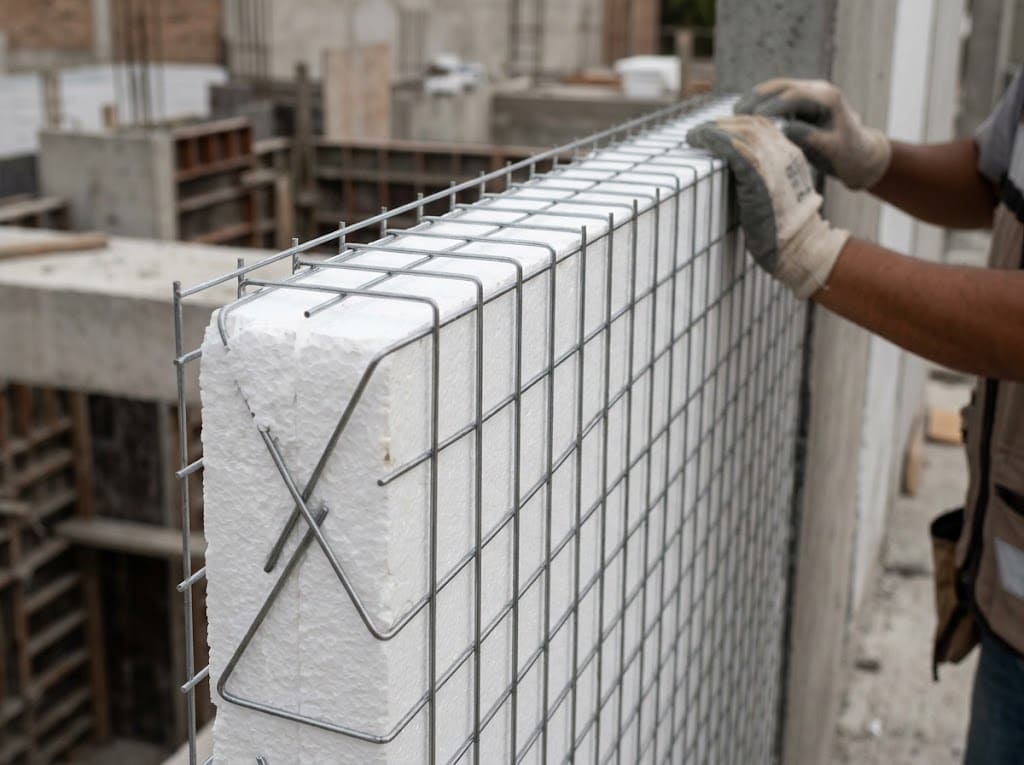 Panel W de EPS con malla electrosoldada